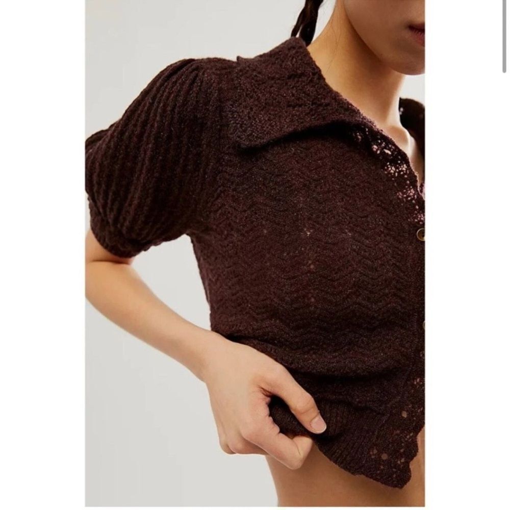 FREE PEOPLE Edie 100% Cashmere Cardigan In Fudge-jj17 - Picture 3 of 6